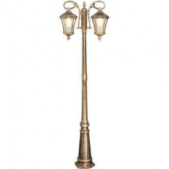 Уличный двухрожковый светильник на столбе ELEKTROSTANDARD VIRGO F/2 IP44 черное золото Уличный двухрожковый светильник на столбе ELEKTROSTANDARD VIRGO F/2 IP44 черное золото